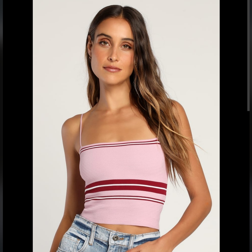 Lulu's striped ribbed crop top